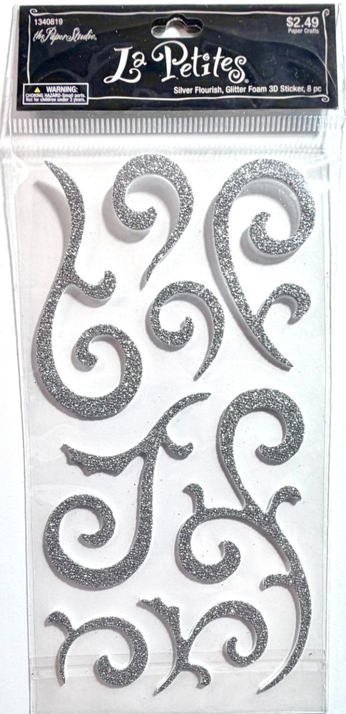 Silver Swirls Stickers Scrapbooking Journal Card Paper Studio