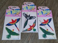Lot of 3 Packs ArtLover 3D Bird Stickers Reusable Double Sided Waterproof NIP