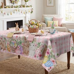 Easter Bunny Tablecloth 60×104 Inch, Easter Rabbits Decorations for Home Tabl…