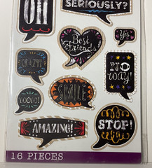 Sticko Chalk Quote Stickers 16PC EK Success Scrapbook Planner B/W Typography New