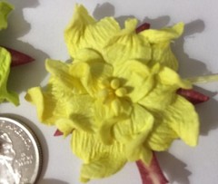 GREEN/YELLOW PREMIUM GARDENIA FLOWERS(7pc)Stamping Scrappin •Handmade•Garden•••