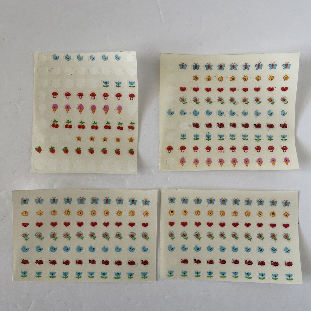 Vintage Sticker Sheets Hallmark Happy Nails Stickers 1980s Ice Cream Mushrooms