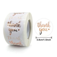 1000Pcs 1.5″ Thank You Stickers, Rose Gold Foil Fonts Thank You Stickers 2 Rolls