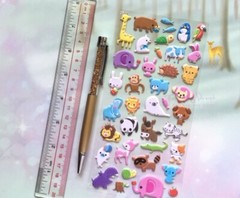 Puffy Zoo Baby Kawaii Animals Elephants Sticker Sheet Junk Journal Girly