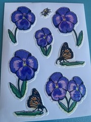 Vintage Sparkly effect BJ Decal Florals/insect Vending Sticker Sheet 4×3 Inches