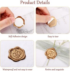 Initial Alphabet M Adhesive Wax Seal Stickers, 50 Pack Letter Envelope Seals,…