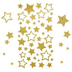 5 Sheets Glitter Star Stickers, Self-Adhesive Assorted Star Labels for Gold