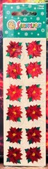 Sealed Vintage SandyLion Foil Mylar Christmas Poinsettia Sticker Designs 1 Sheet