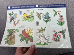 Decorcal Handpainted Bird Hummingbird Decals Lot 2 Vintage 1980s 90s Multi Color
