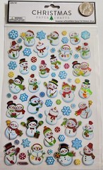Snowmen W/Snowflakes Epoxy Foil Stickers – 65 PC- Christmas Paper Crafts – G33