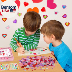 872 Pcs Valentines Heart Stickers, 3 Sizes 5 Colors Self-Adhesive Glitter Foam H