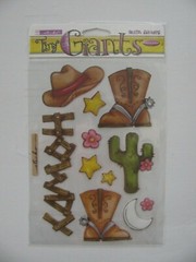 Sticko Tiny Giants HOWDY Cowboy Boots Hat Cactus Stars Flowers NIP