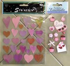 Mixed Lot Vintage SANDYLION STICKO Hearts/Lips/Valentines Day Love Stickers