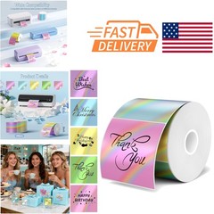 Waterproof Holographic Thermal Labels 2 Inch Square 200 Pcs with Glitter Finish