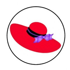 48 RED HAT PURPLE DRESS ENVELOPE SEALS LABELS STICKERS 1.2″ ROUND