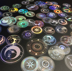 210pcs PET Adhesive Stickers Waterproof Transparent Laser Silver Labels Stars