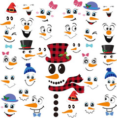 29-Piece Snowman Face Sticker Set for Christmas Crafts and Decorations