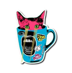 Pink Cat Design Cup B-SIDE LABEL sticker vinyl japan graphic art thick decal