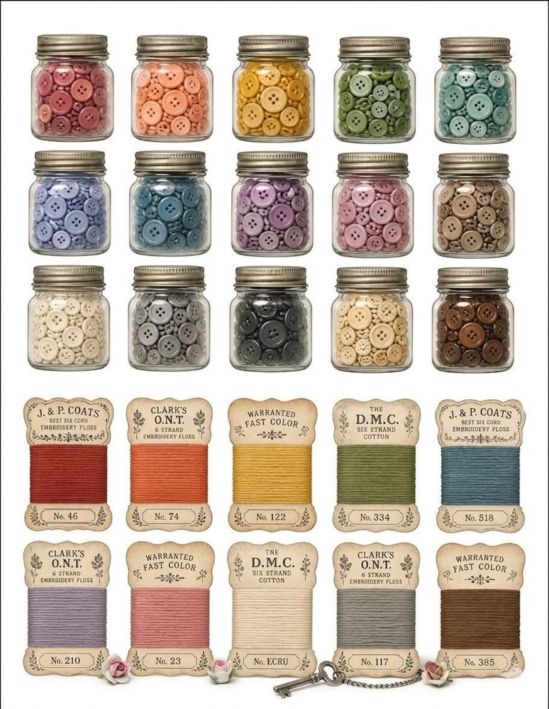 Sewing Embellishments /Tags Junk Journal Scrapbook Choose A Set