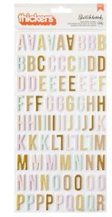 Bea Valint SKETCHBOOK ALPHABET (2) SHEETS FOAM THICKERS scrapbook GOLD FOIL