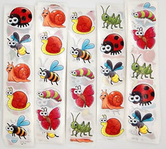 30 Sparkly Cartoon Bug Insect Stickers/Scrapbooking/Crafts/Journals/Diary/1 inch