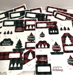 BiGDoT Christmas Gifts TO & FROM Sticker Labels Red & Green Plaid 10 Pages