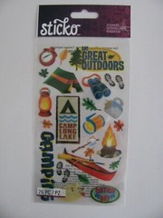 Sticko Stickers THE GREAT OUTDOORS Camping 26 Pieces NIP NOS
