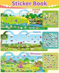 Reusable Sticker Book for Toddlers, Stickers for Kids, Ages 3+, Animals, Dinosau