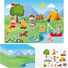 24 Mini Sticker Scenes for Summer Camp Adventure Educational Activities