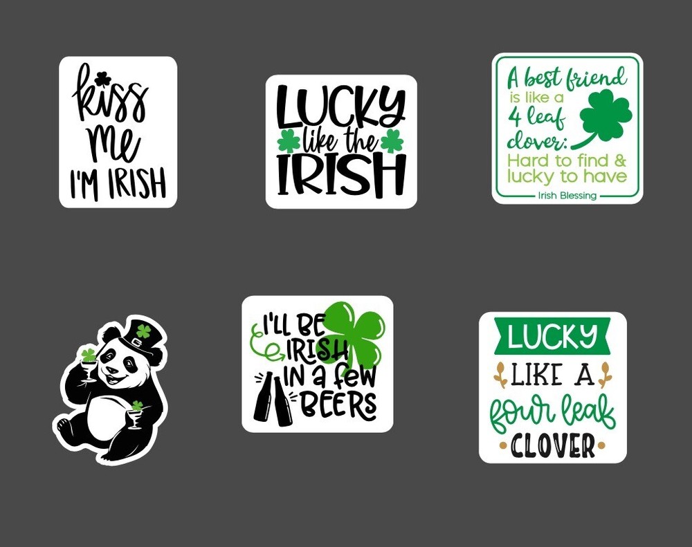 6 – 2.5” St. Patrick’s Day Sticker Pack – Happy Stickers Irish Holiday Shamrock
