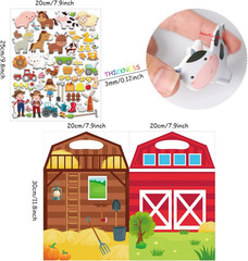 3D Farm Animals Puffy Sticker Book for Kids Window Thick Gel Clings Decals Stick