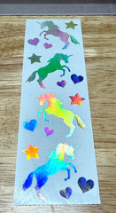 Strip of Mrs Grossman’s Vintage Silver Holographic Unicorn Stickers