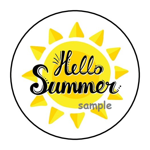 30 HELLO SUMMER ENVELOPE SEALS LABELS STICKERS 1.5″ ROUND SUNSHINE GIFTS