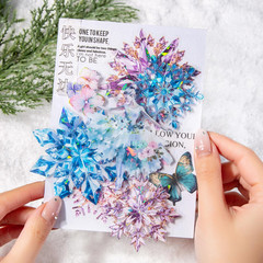 Holographic Ice Crystal Snowflake Stickers – 60 Pcs Large Clear Snowflake Sticke