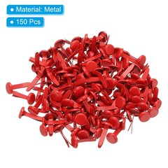 Brads for Paper Crafts, 150 Pcs Red Metal Round Paper Fasteners, 16 mm
