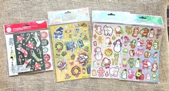 4 Pkgs Christmas Stickers, American Greetings, Scentos Metallic