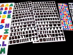 Lot of 2 Sm Brown Letters /Numbers Sticker, Frances Meyer, colorful and Black