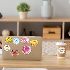 50 Pcs Donut Stickers, Colorful Cute Sweet Food Stickers Decals