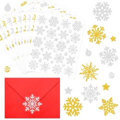 Fancy Land Christmas Envelope Seal Stickers Glitter Snowflake Sticker Xmas Go…
