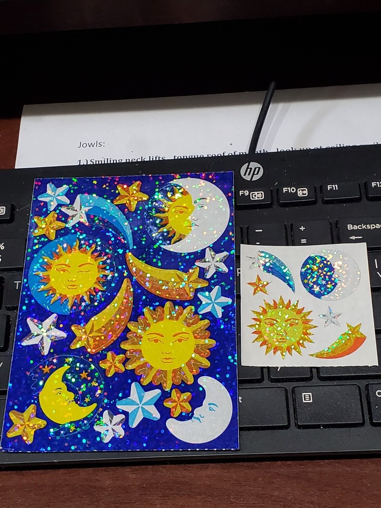 Vintage Sandylion Prisma SUN MOON AND STARS 1 sticker sheet 3½ x4¾ plus 1 mod