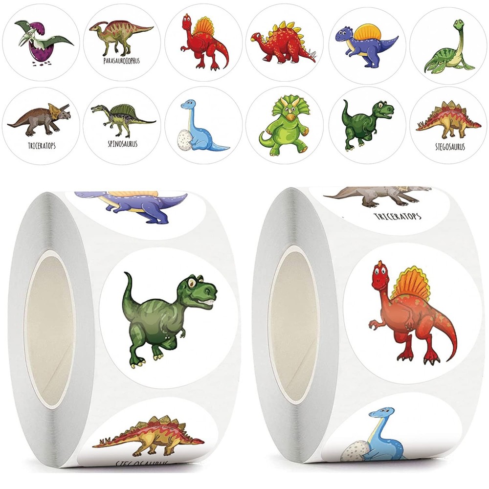 1000pcs Round Dinosaur Stickers for – Teacher Reward & Potty Training Sticker…
