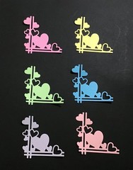 Hearts Corner Border Die Cut Embellishments 6 pcs Scrapbooks Cards Paper Crafts