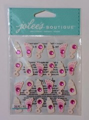Jolees Boutique Embellishment Baby Girl Icon Repeat Pink Bottle Rattle footprint