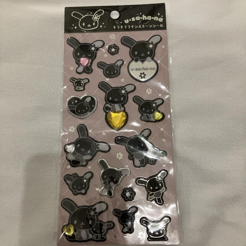 Brand New Sanrio Monotone Stone USAHANA Sticker Sheet