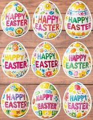 Happy Easter Egg Vinyl Die Cut Stickers Set Scrapbooking Laptop Waterbottle