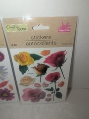 Crafters Square Magic On Lot Of 3 (30) Stickers Flowers & Ferns