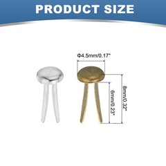1000 PCS Paper Brass Fasteners Split Pins, Bronze/Silver, 4.5 x 8 mm