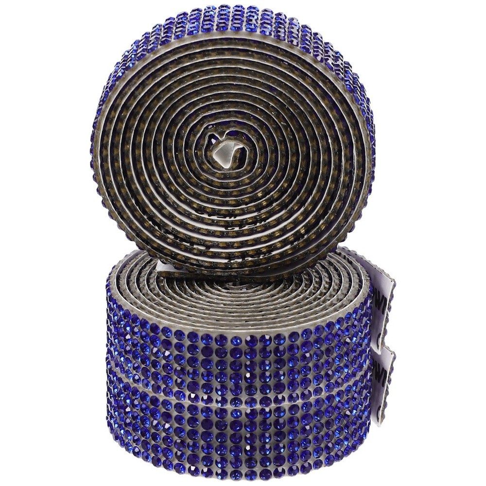 3 Packs Lightweight Blue Rhinestone Trim Self Adhesive for Embellishing Clothes