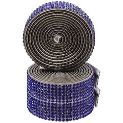 3 Packs Lightweight Blue Rhinestone Trim Self Adhesive for Embellishing Clothes