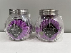 Prima Daisy Doodles Flowers Purple 36 pcs 2 Jars Scrapbook Craft Retired NEW